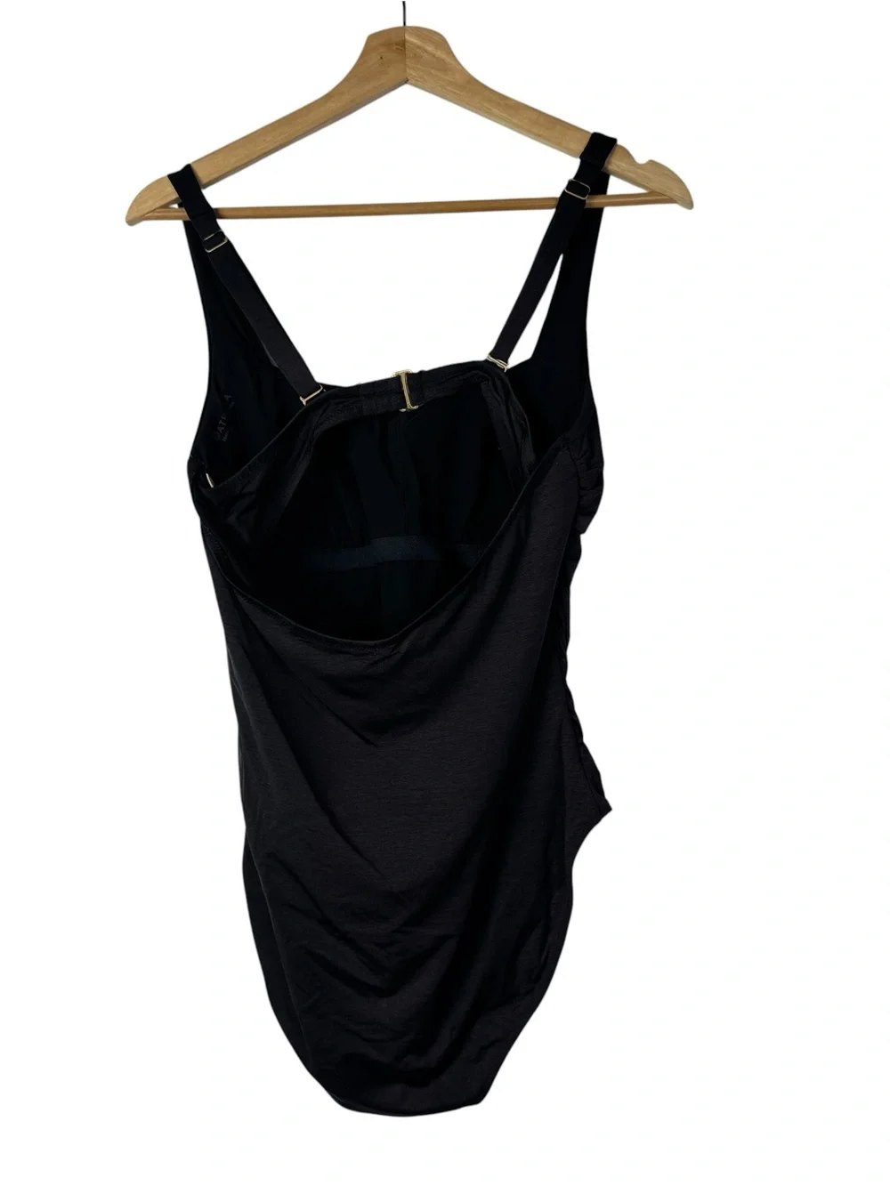 Athleta Black Aqualuxe Wide Strap Square Neck One Piece Swimsuit M